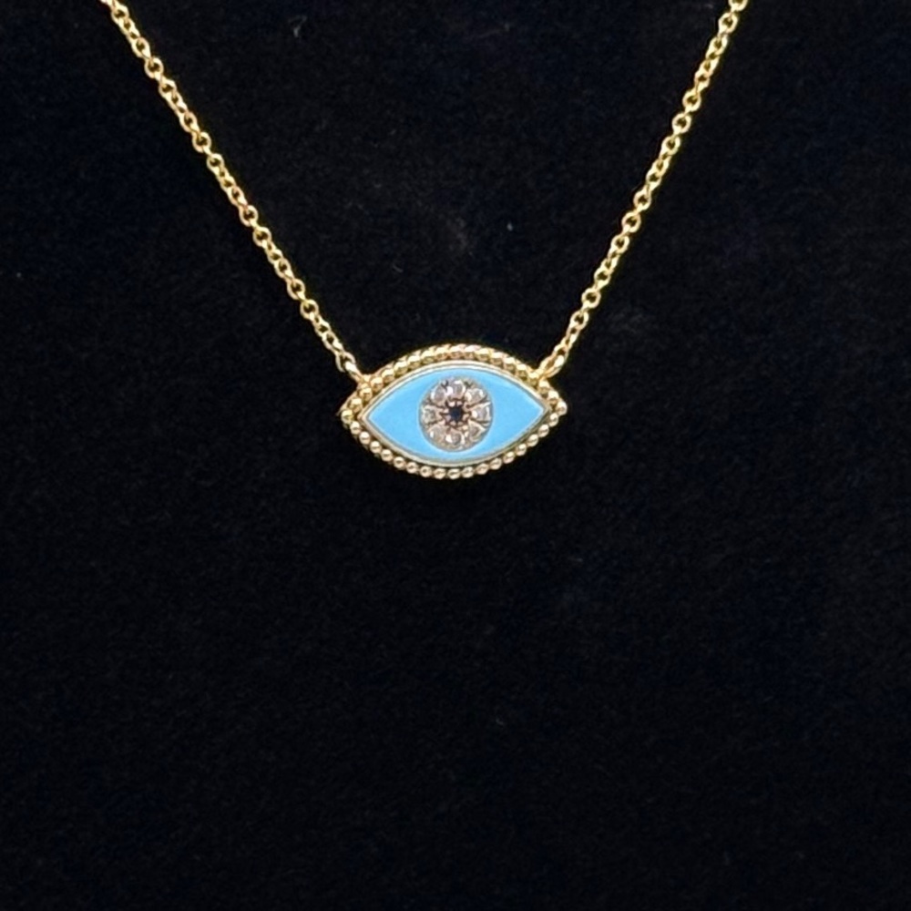 EFFY Sapphire & Diamond Accent Evil Eye 18" Pendant Necklace in 14k Gold - Picture 6 of 7